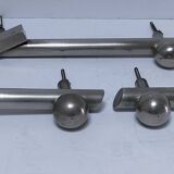 three art deco bronze handles silver tone cover