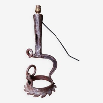 Brutalist style wrought iron lamp base