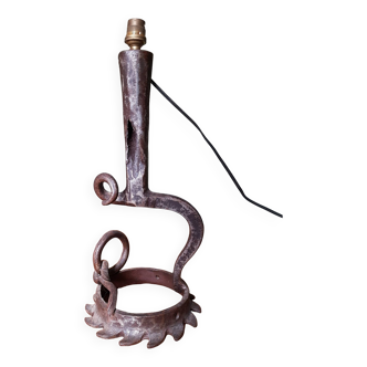 Brutalist style wrought iron lamp base