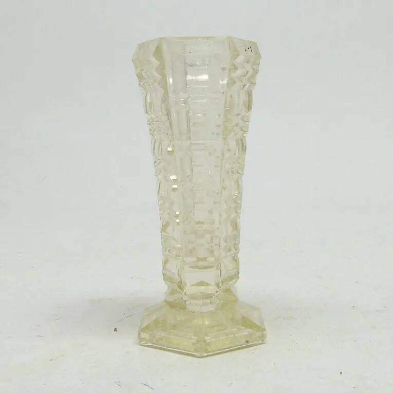 Miniature Art Deco vase, pressed glass, Czechoslovakia, 1930s