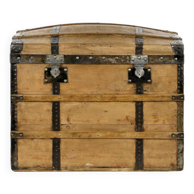 Malle de transport en bois à renforts en acier