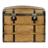 Malle de transport en bois à renforts en acier