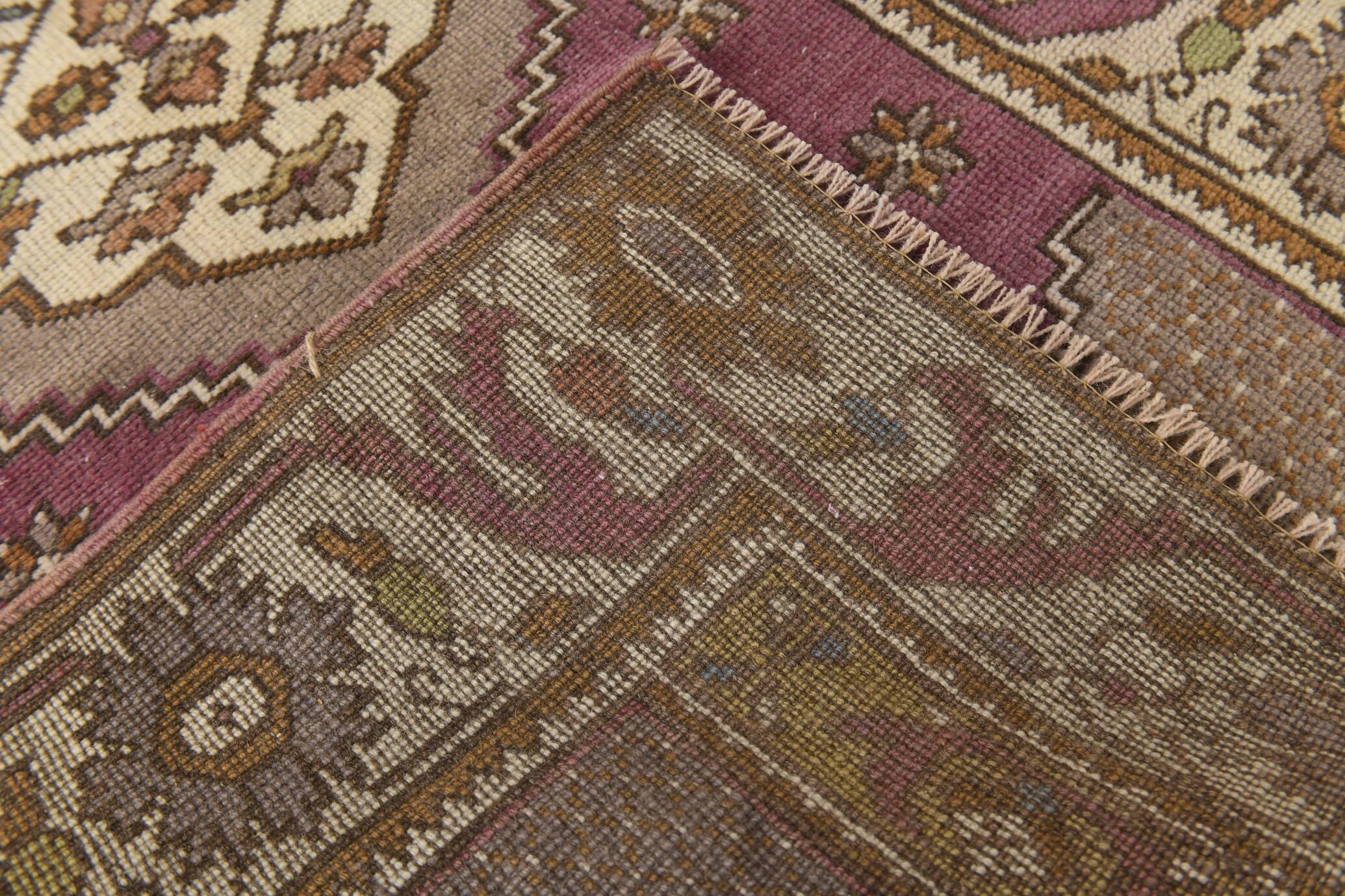 Vintage Burgundy Cream Runner Rug, 78x332Cm