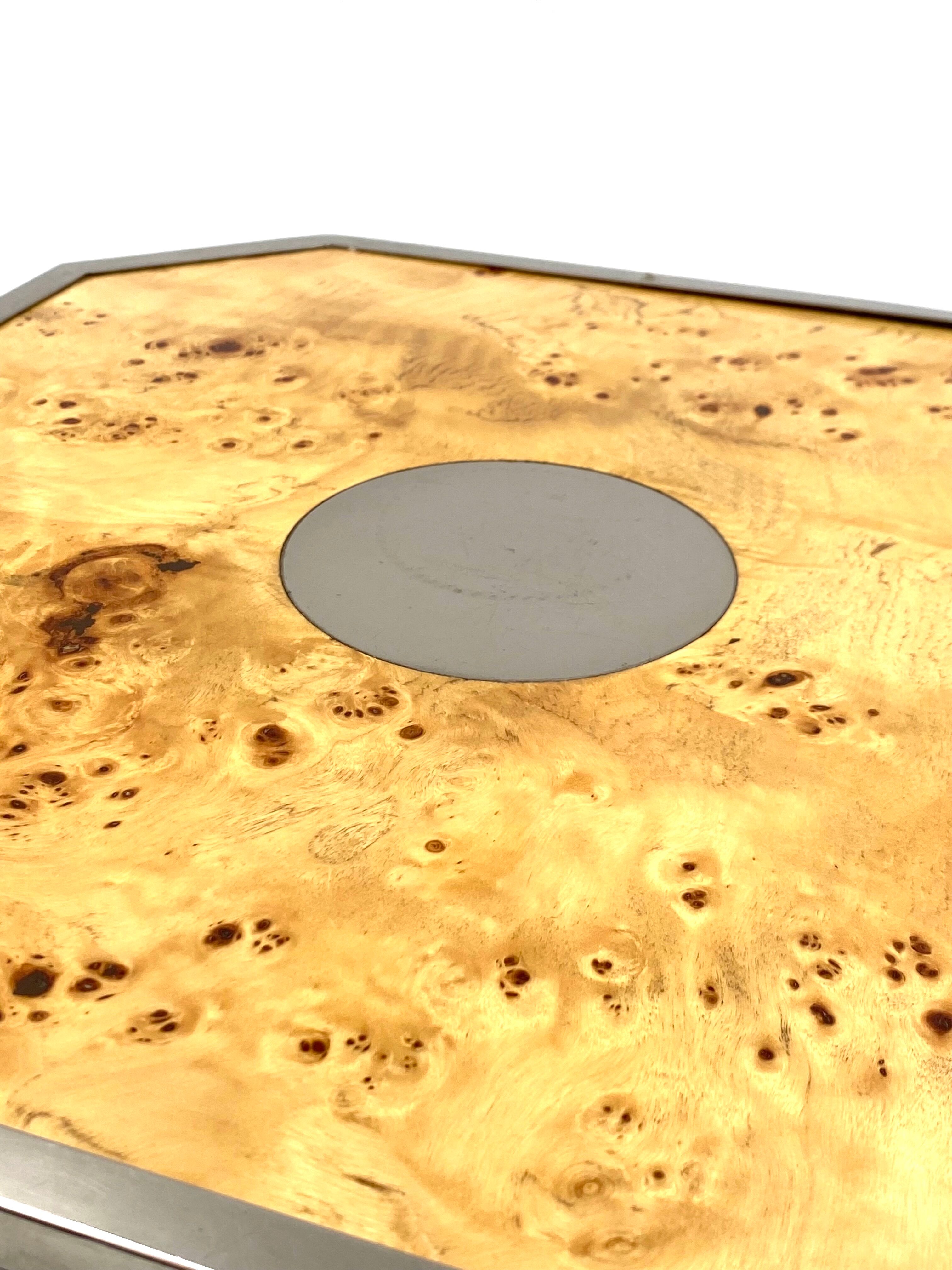 Tommaso Barbi, Hollywood regency burl wood tray, Italy 1970s