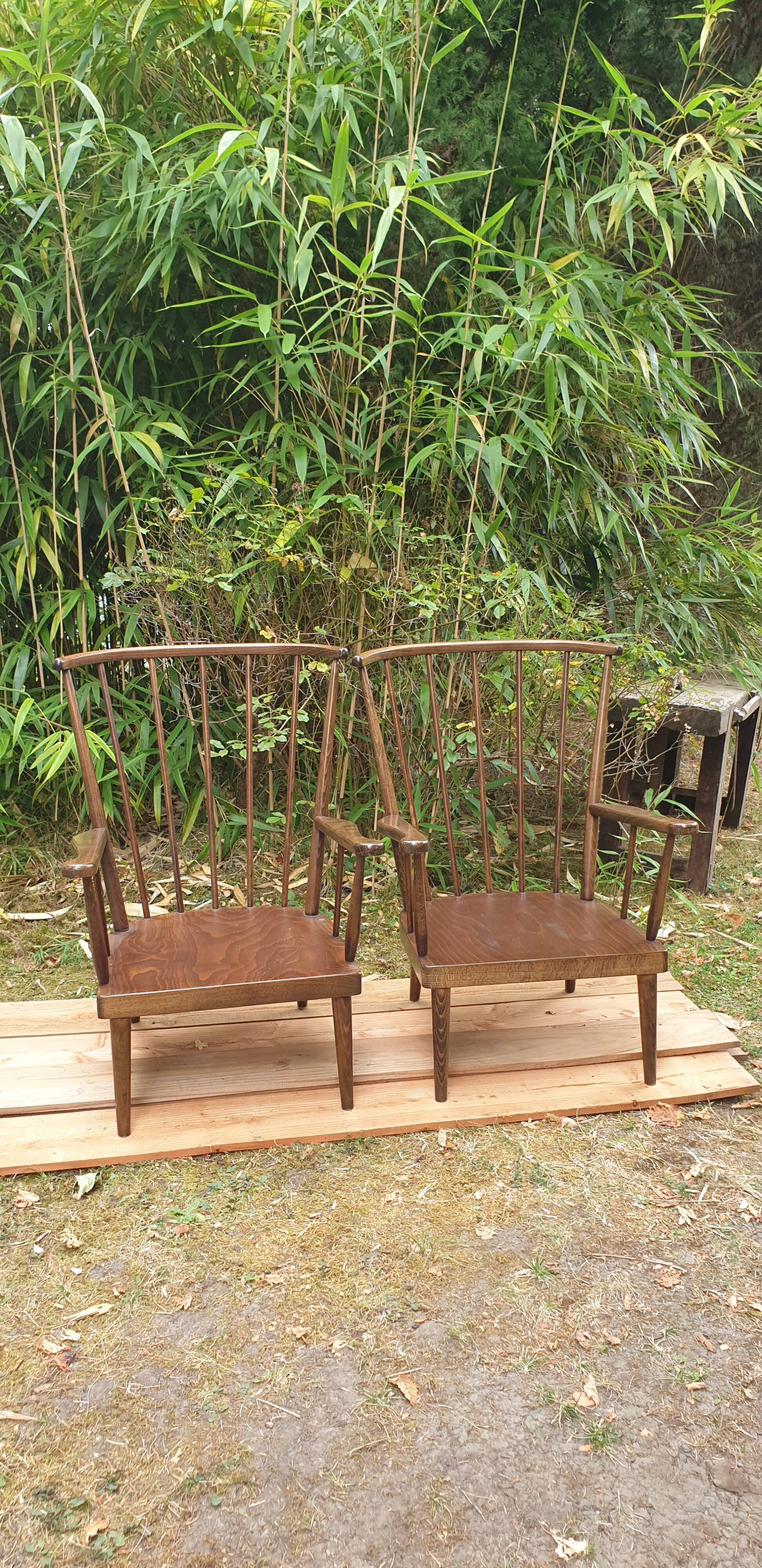 Baumann fan armchair pair