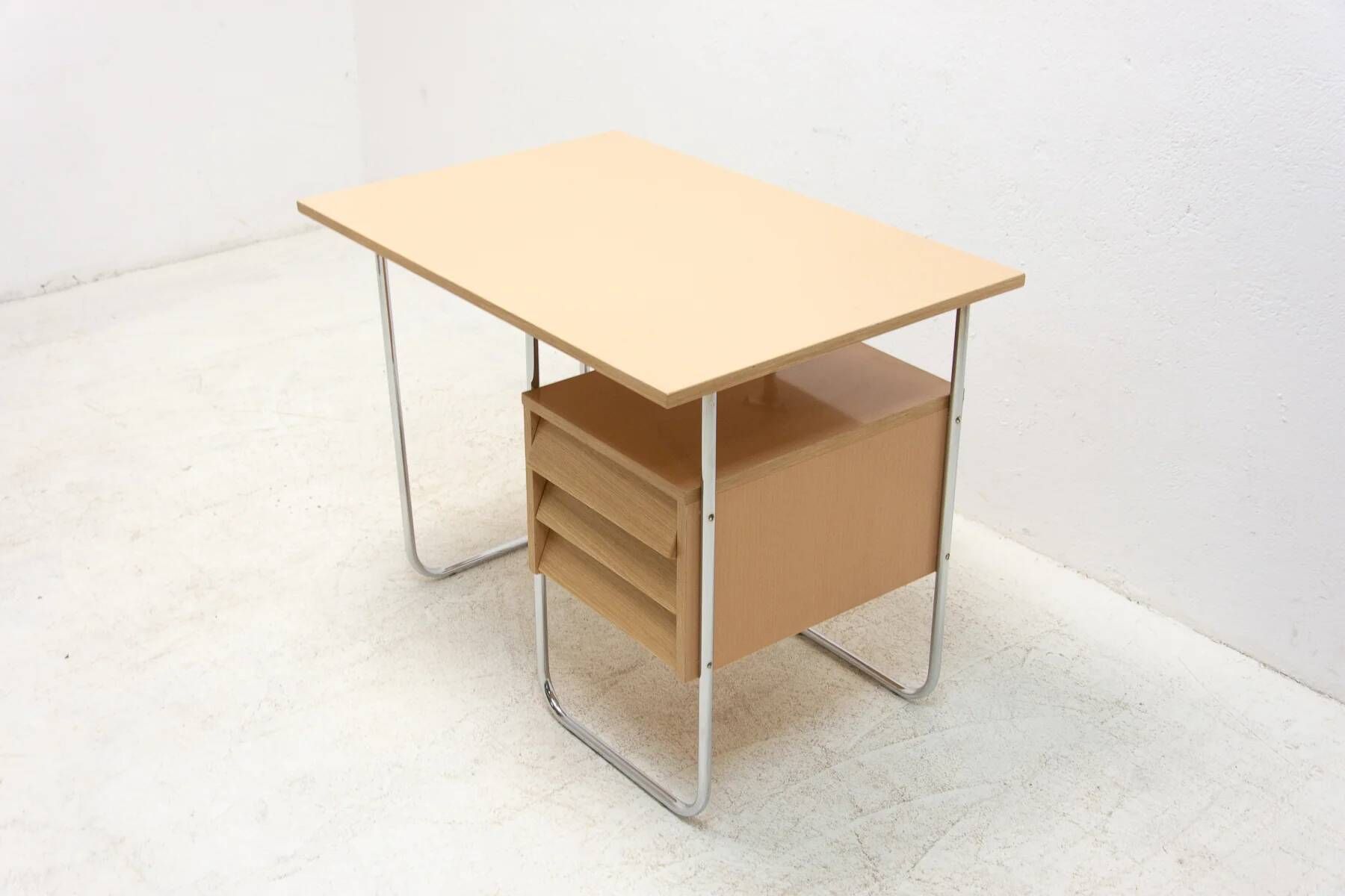 Writing desk, mid-century chrome and formica desk, 1950s, Czechoslovakia