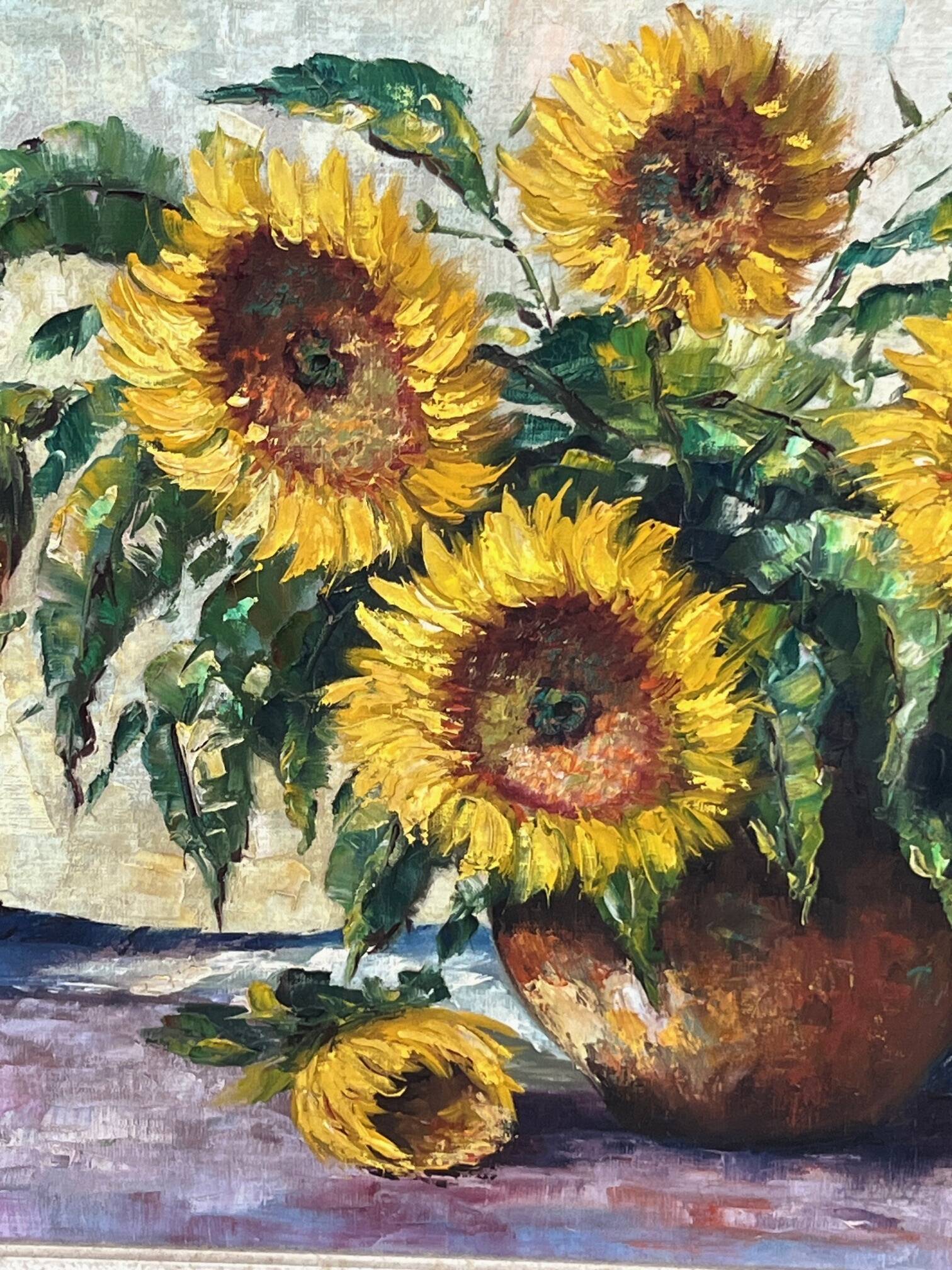 Still life with sunflowers. Signed.