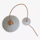 Vintage lampshade pendant light in white embossed striated opaline - 1960