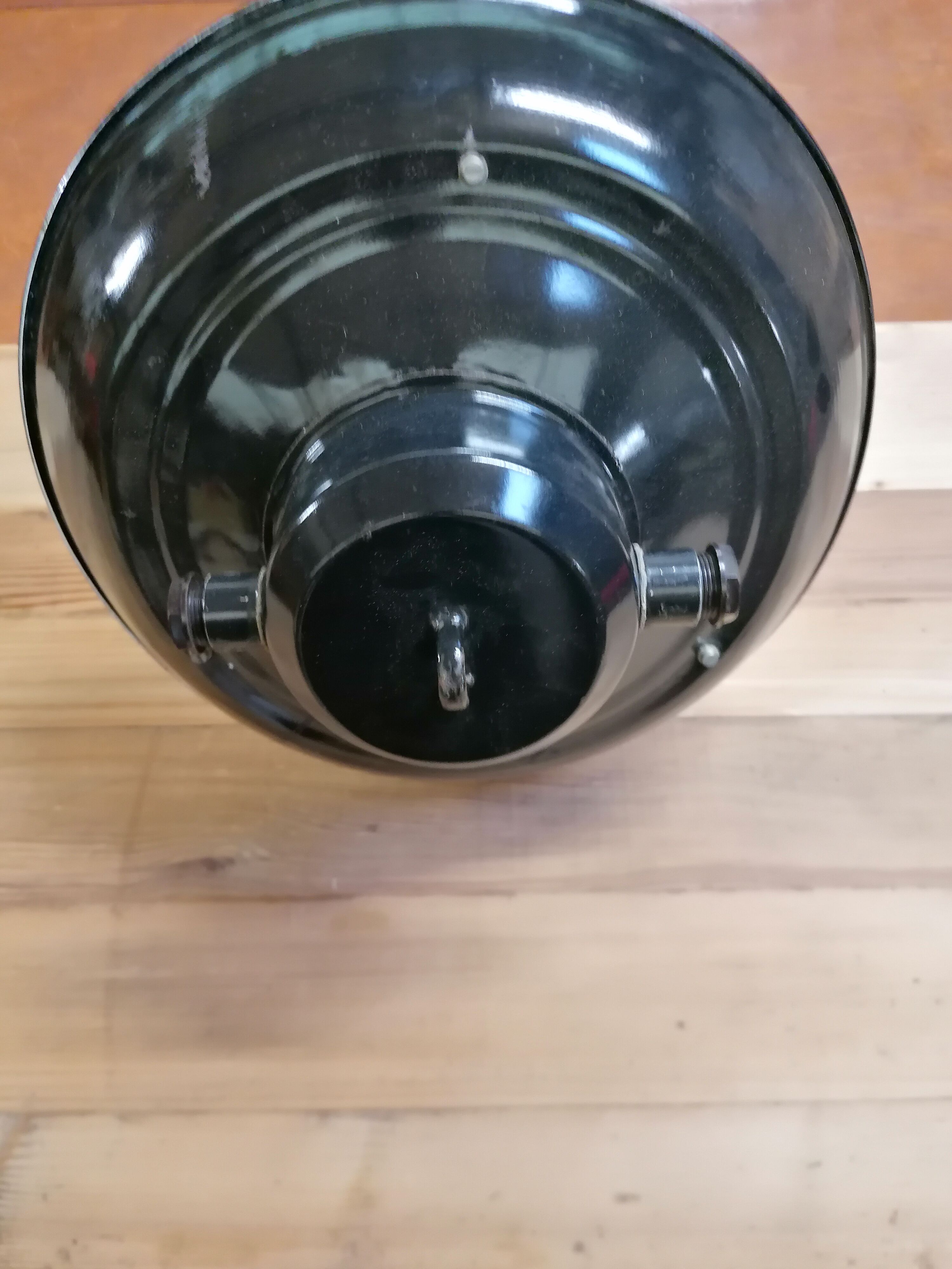 Set of 3 vintage Czech industrial pendant lights, 1950s