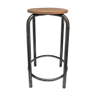 Top lab stool wood and metal patinated 70s