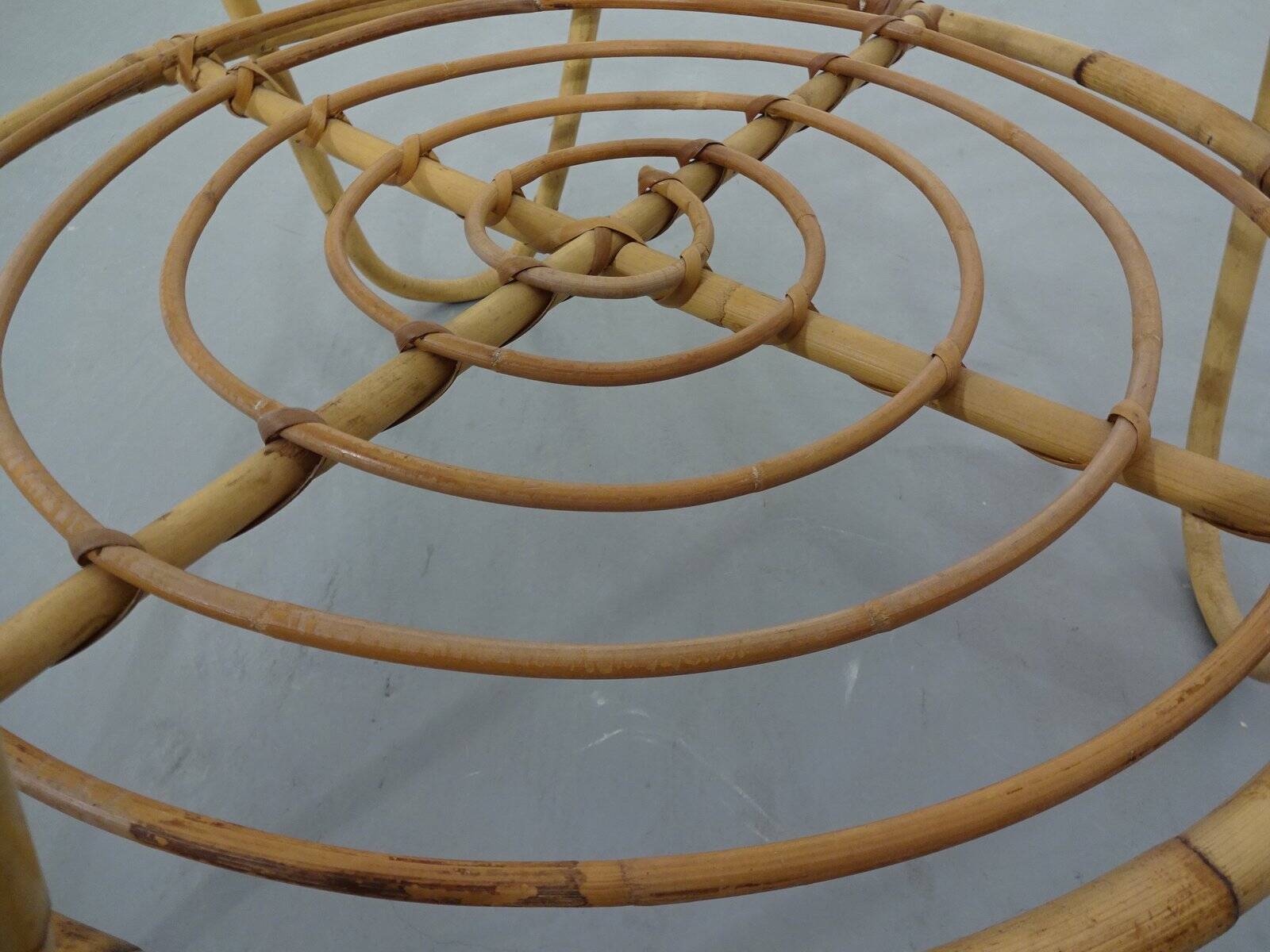 Italian Bamboo & Glass Coffee Table, 1950s