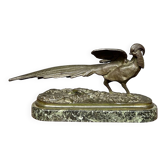 Rene Andre Varnier. Bronze figure of a pheasant on a green marble base.