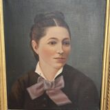Huile sur toile, fin XIXe, jeune femme