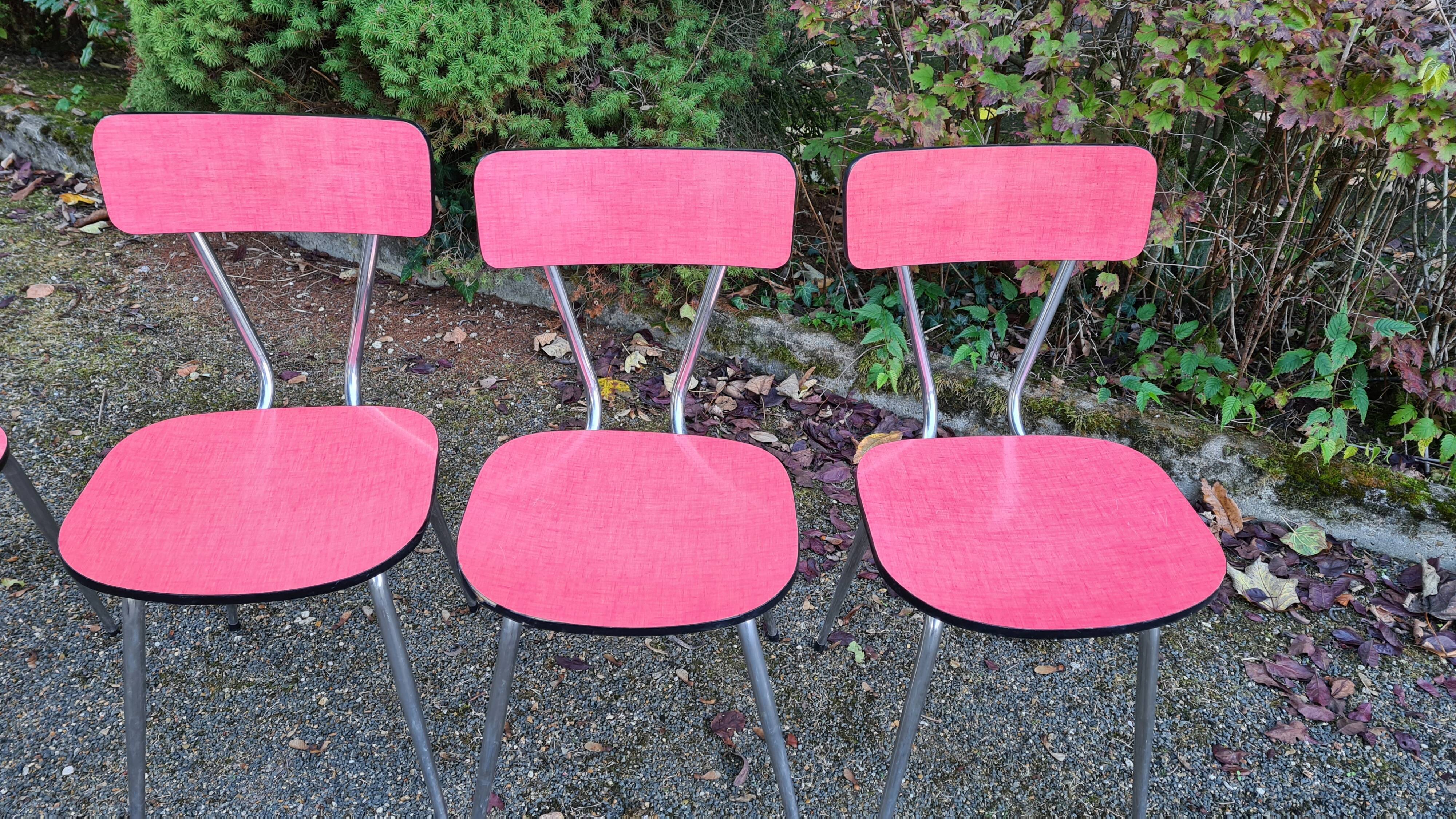 Suite de 4 chaises formica rouge