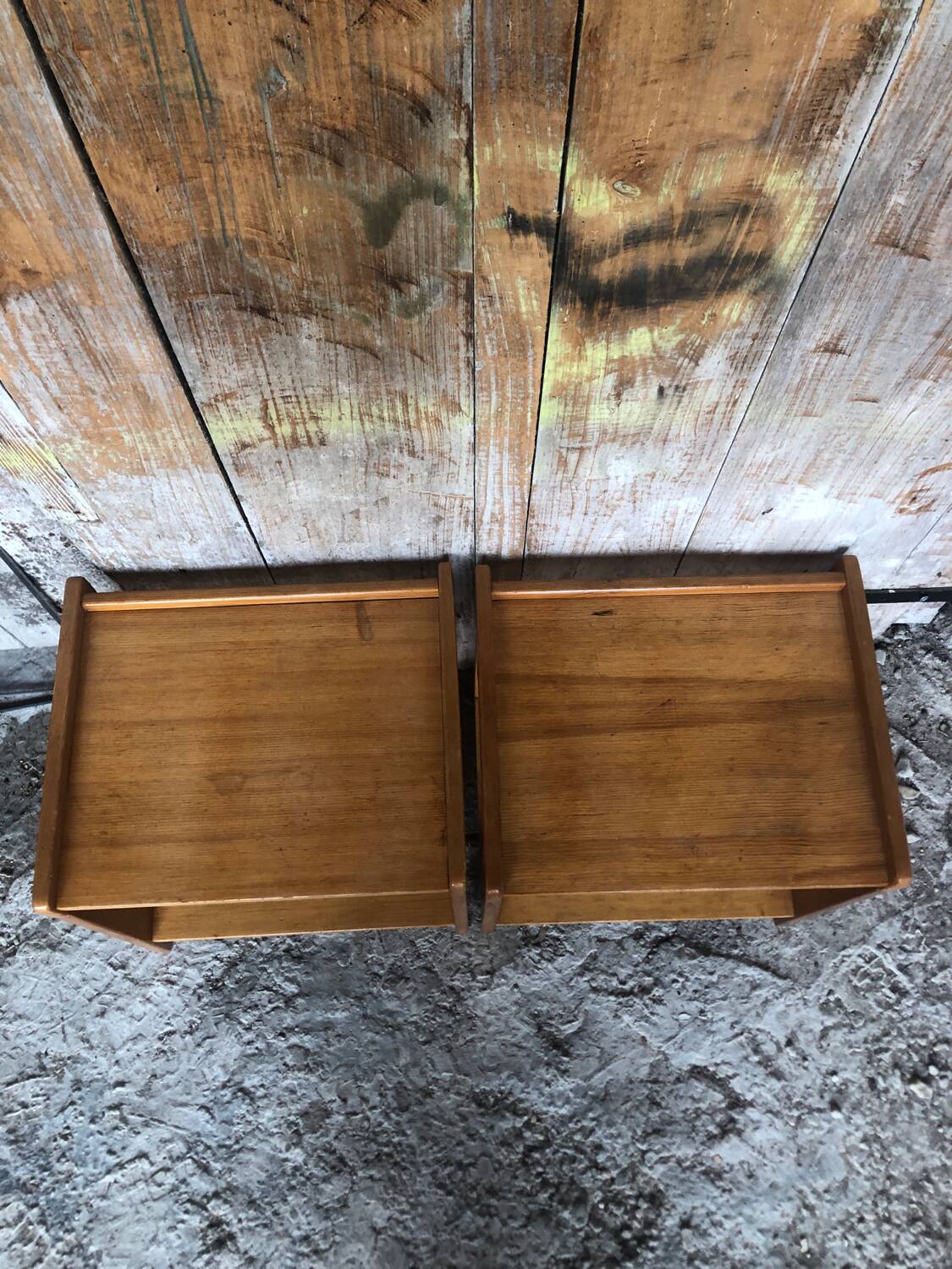 Pair of Vintage Wood Bedside Table #A320