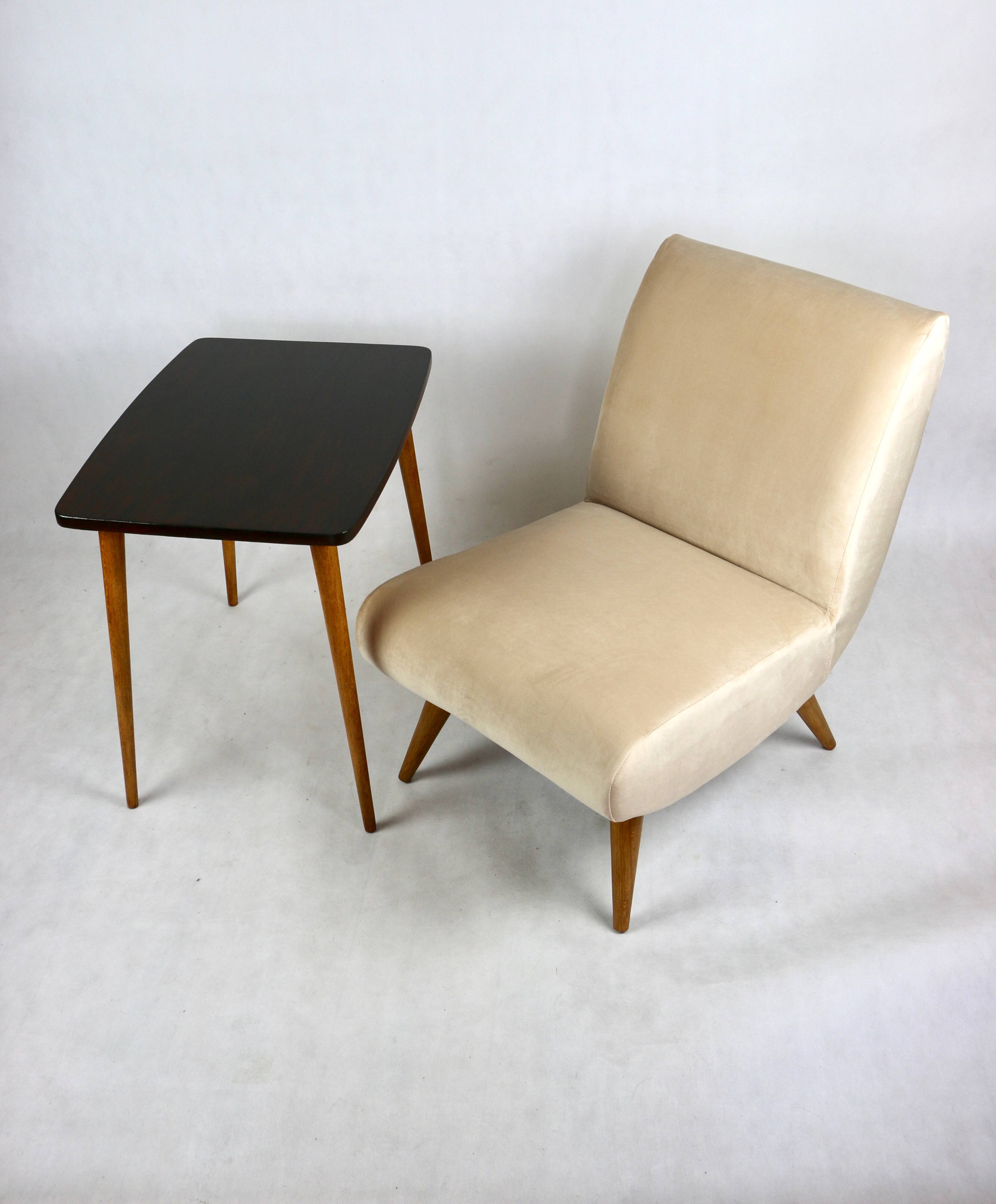 Vintage Loft armchair from the 70s beige champagne velvet