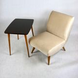 Vintage Loft armchair from the 70s beige champagne velvet