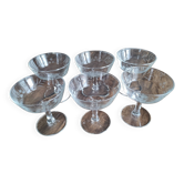 Lot de 6 coupes à champagne en verre ancien ciselé épi