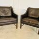 Fauteuils en cuir et palissandre de Fredrik Kayser des années 50 – cuir marron