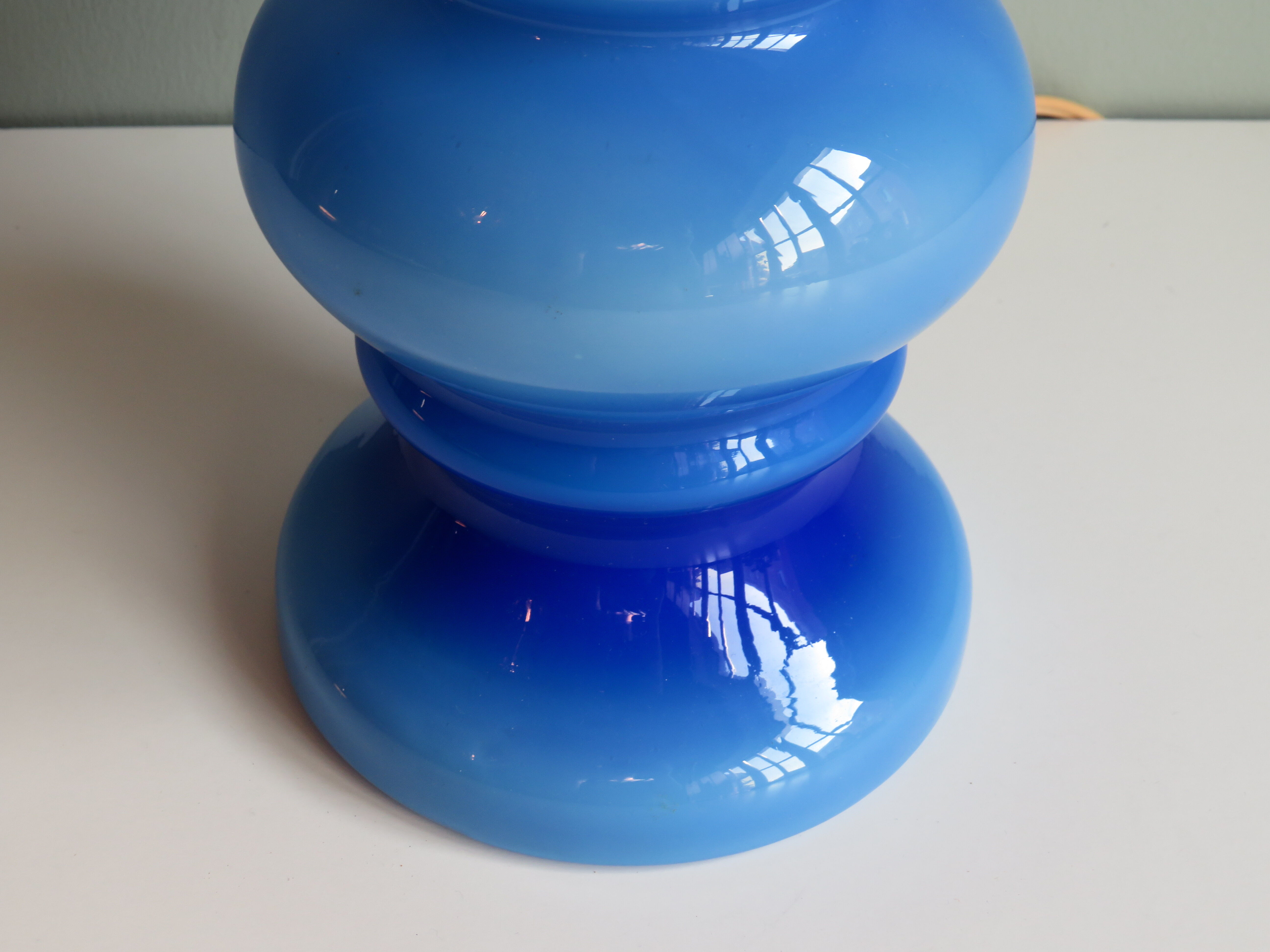 Lamp foot, blue opaline glass, Italy 1970