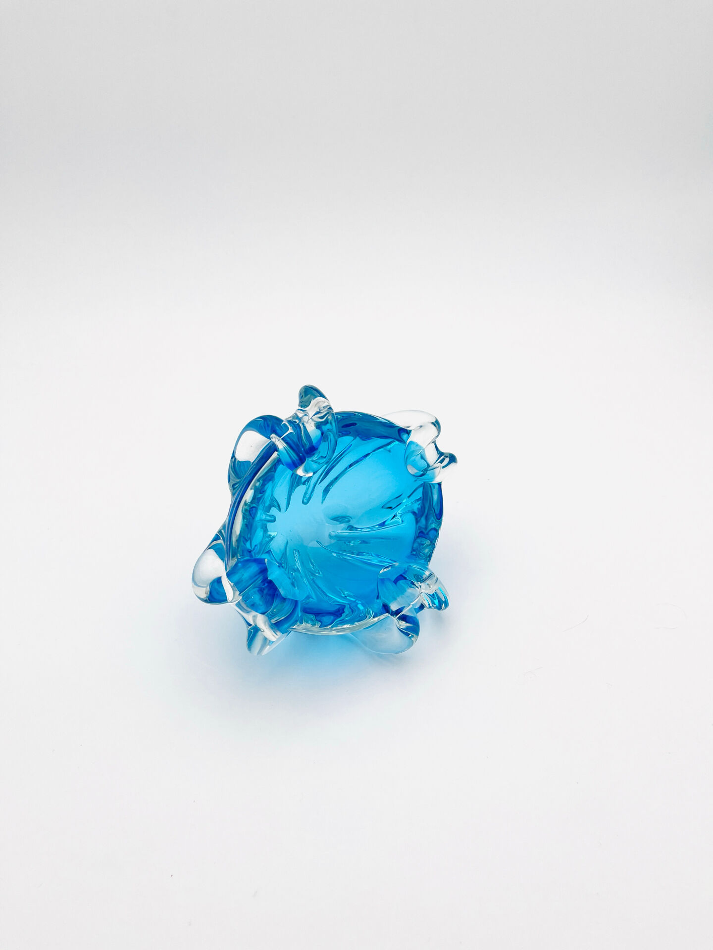 Bohémia Crystal Ashtray Josef Hospodka Blue Vintage 1960