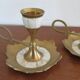 Bougeoirs vintage nacre et laiton