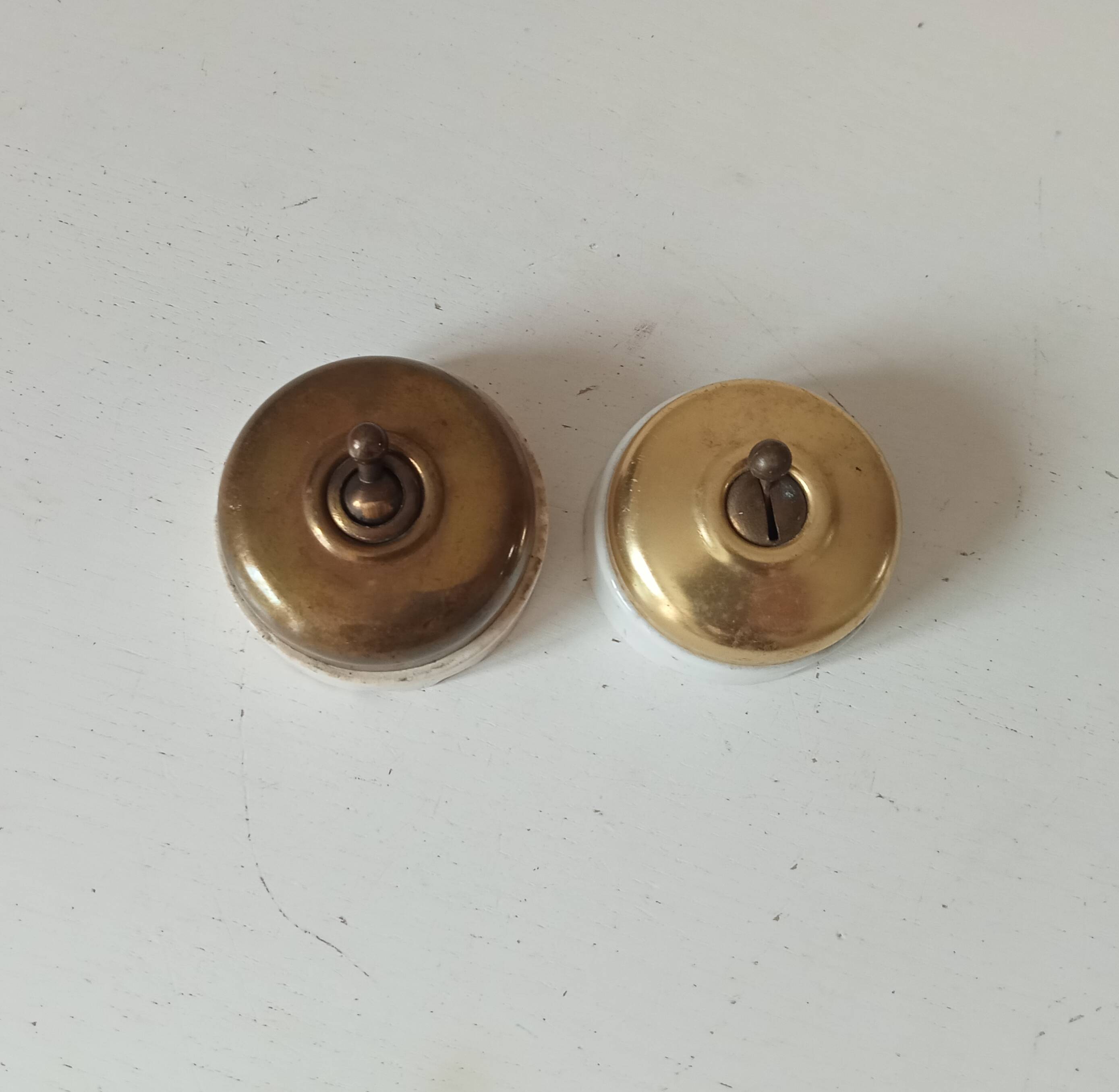 Antique brass and porcelain switch from the 40s/50s