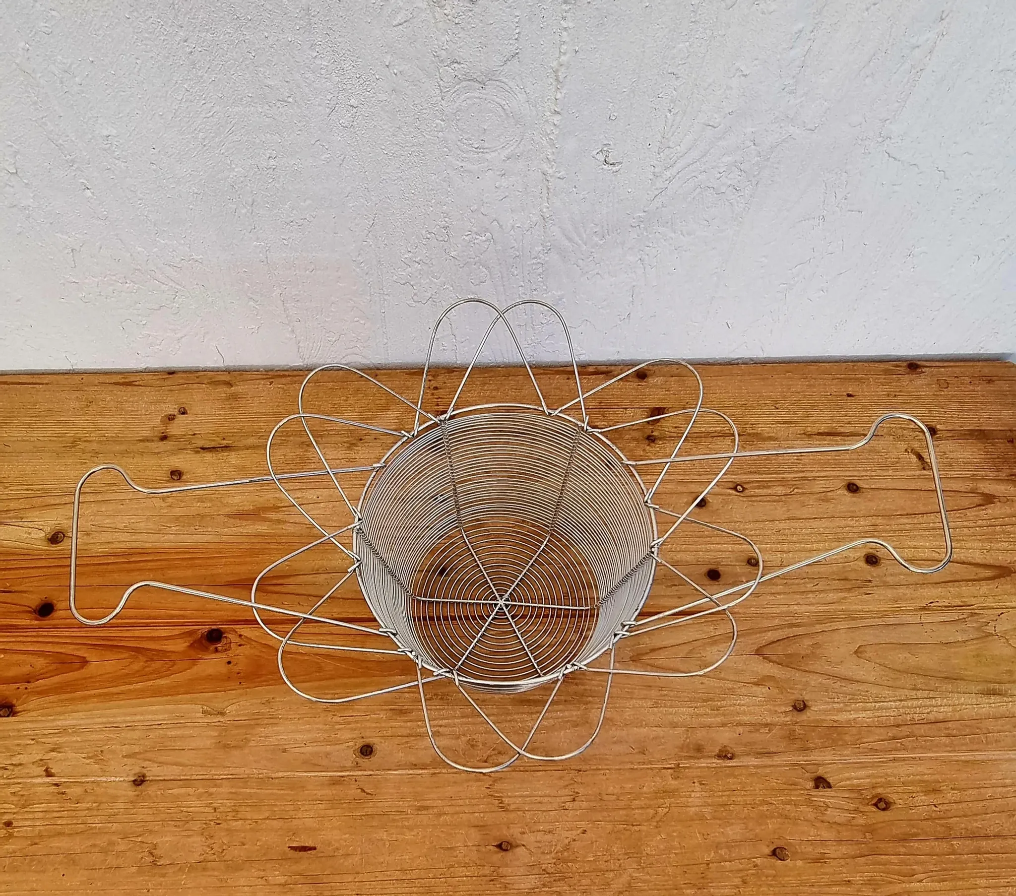 Vintage rigid woven metal salad bowl