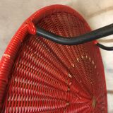Scoubidou and rattan coffee table