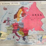 Old map, school educational poster, double-sided school