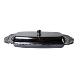 Silver-plated/inox vintage butter dish from the 1960s-1980s in Rococo style.