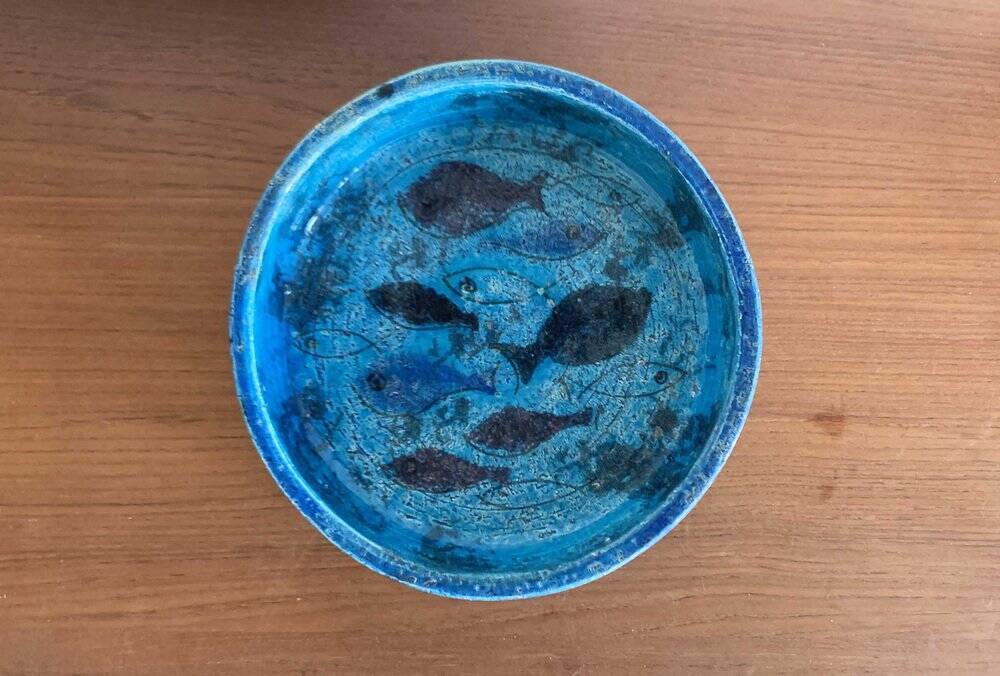 Fish pottery bowl by Aldo Londi for Bitossi, Italy, 1960s.