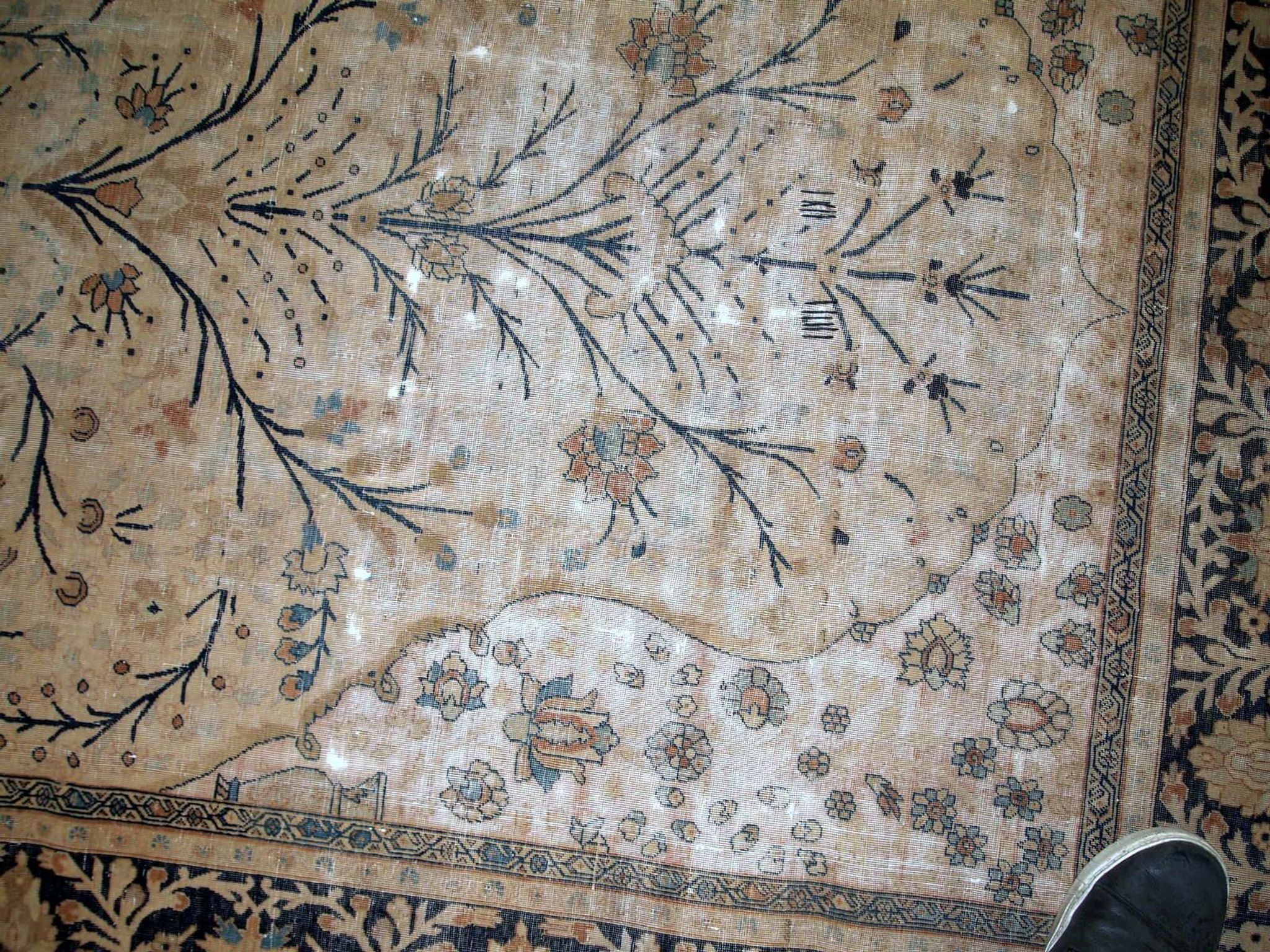 Handmade antique prayer Indo-Moktasham rug 4' x 6.2' (122cm x 189cm) 1880s
