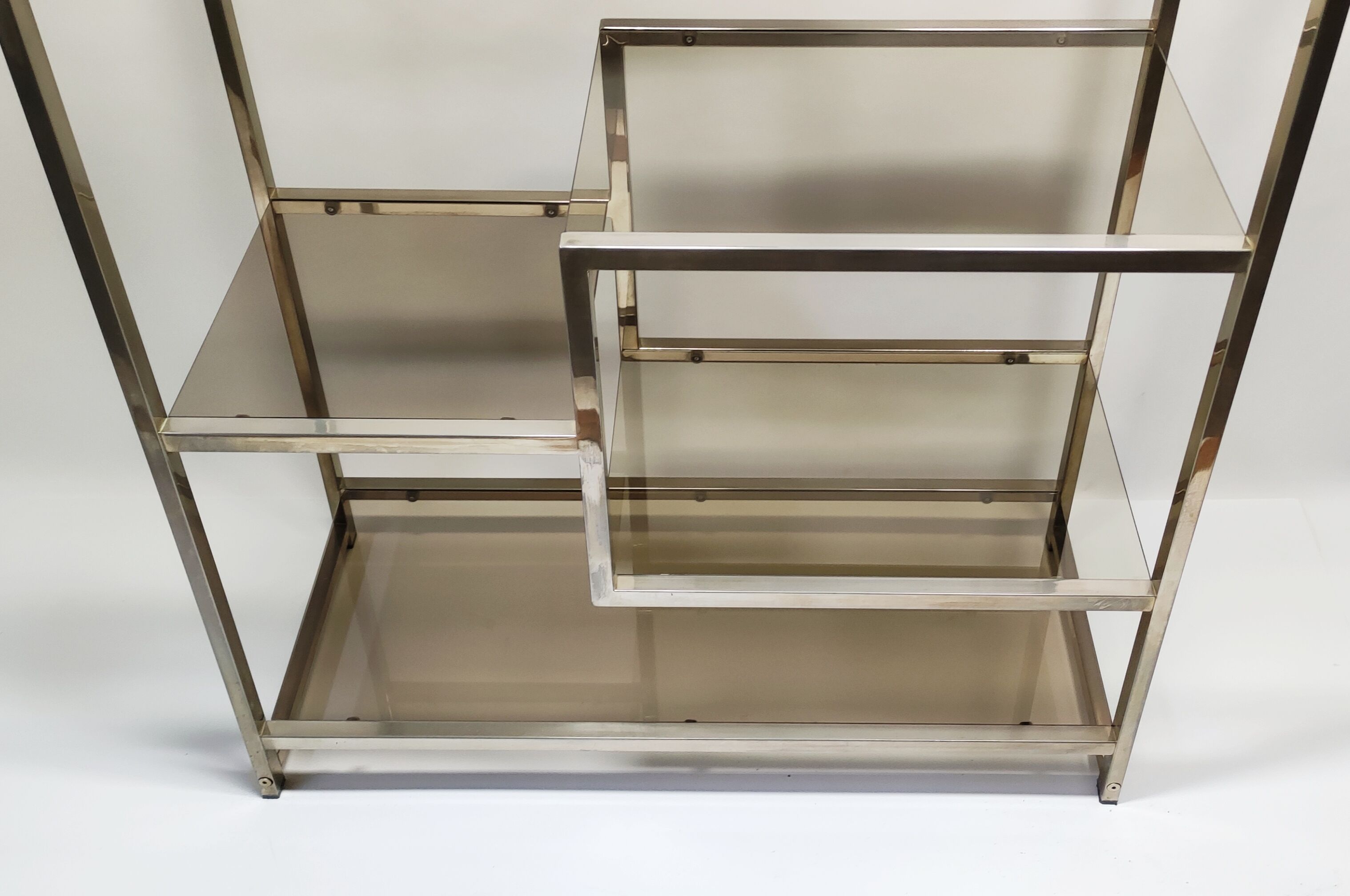 Shelf 70 year milked metal glass smoked glass moltzer rega