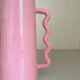 Handmade abstract corrugated handle pink ceramic vase