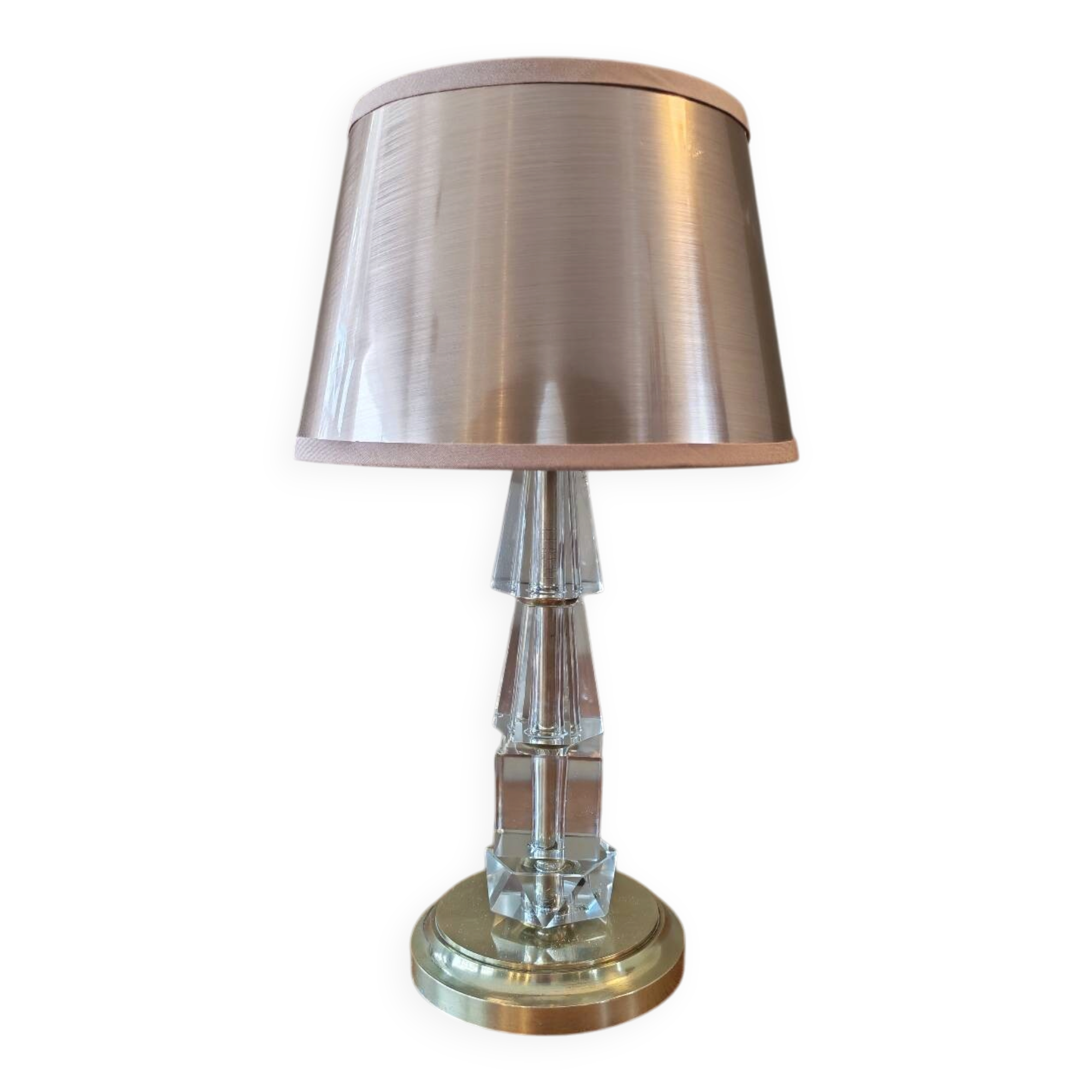 Adnet Art Deco style lamp, glass and brass