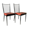 Paire de chaises vintage 1950 assises cuir
