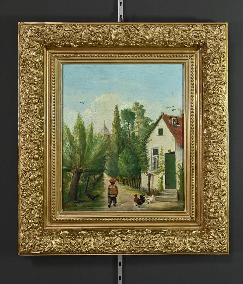 Pair of “Country Scenes” Paintings, signed A. Minne – Late 19th century