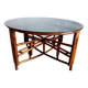 Vintage rattan and smoked glass coffee table from the 1970s