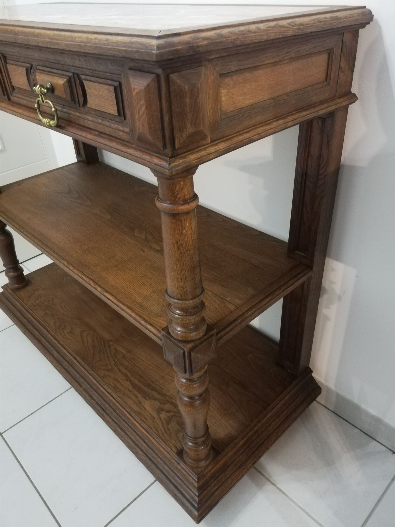 Console with oak drawers in the style of Henri II