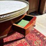 Bouillotte table in Louis XVI style, marble and brass.