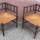 Pair of corner chairs or armchairs "fireplace corner" (Straw seat)