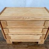 Commode vintage moderniste en orme massif 3 tiroirs