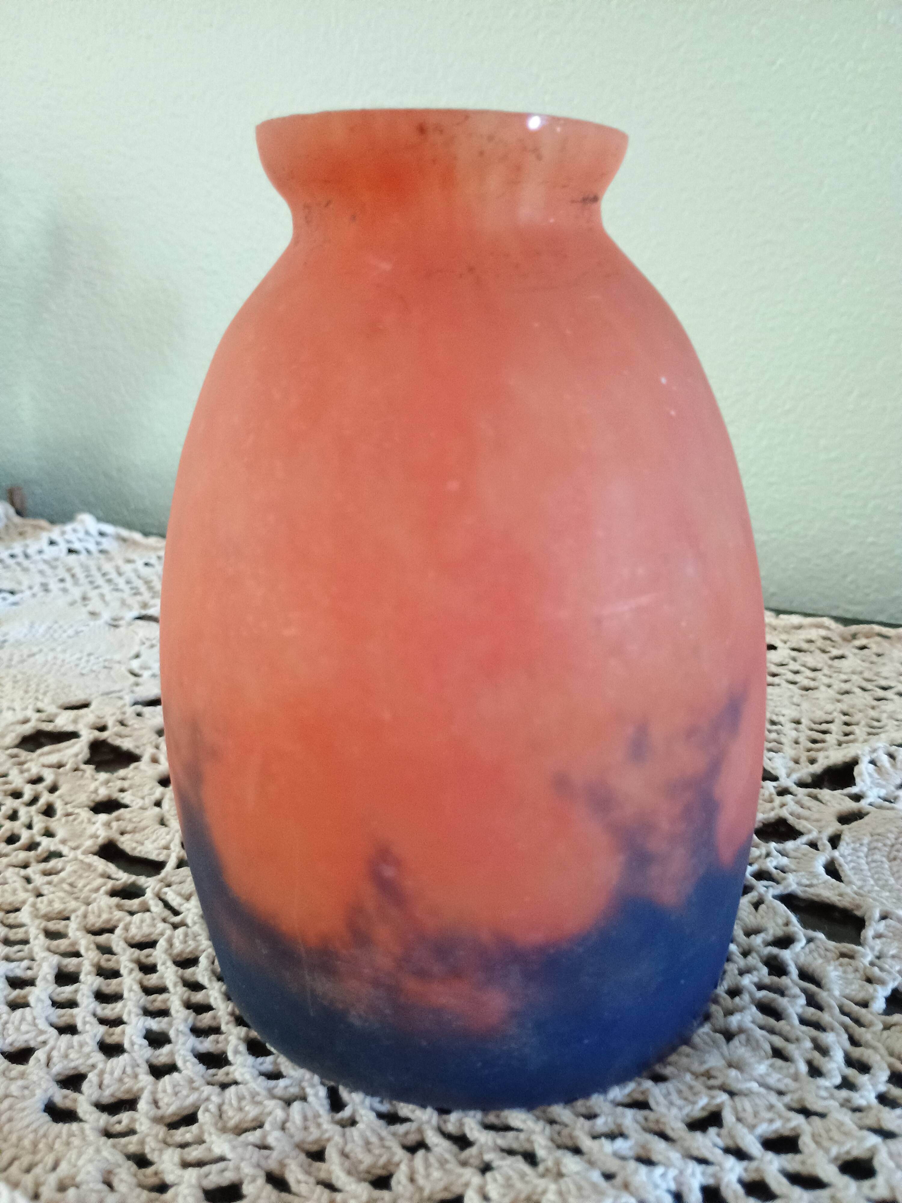 TULIP chandelier or lamp Marbled glass - Orange blue purple - Art Deco