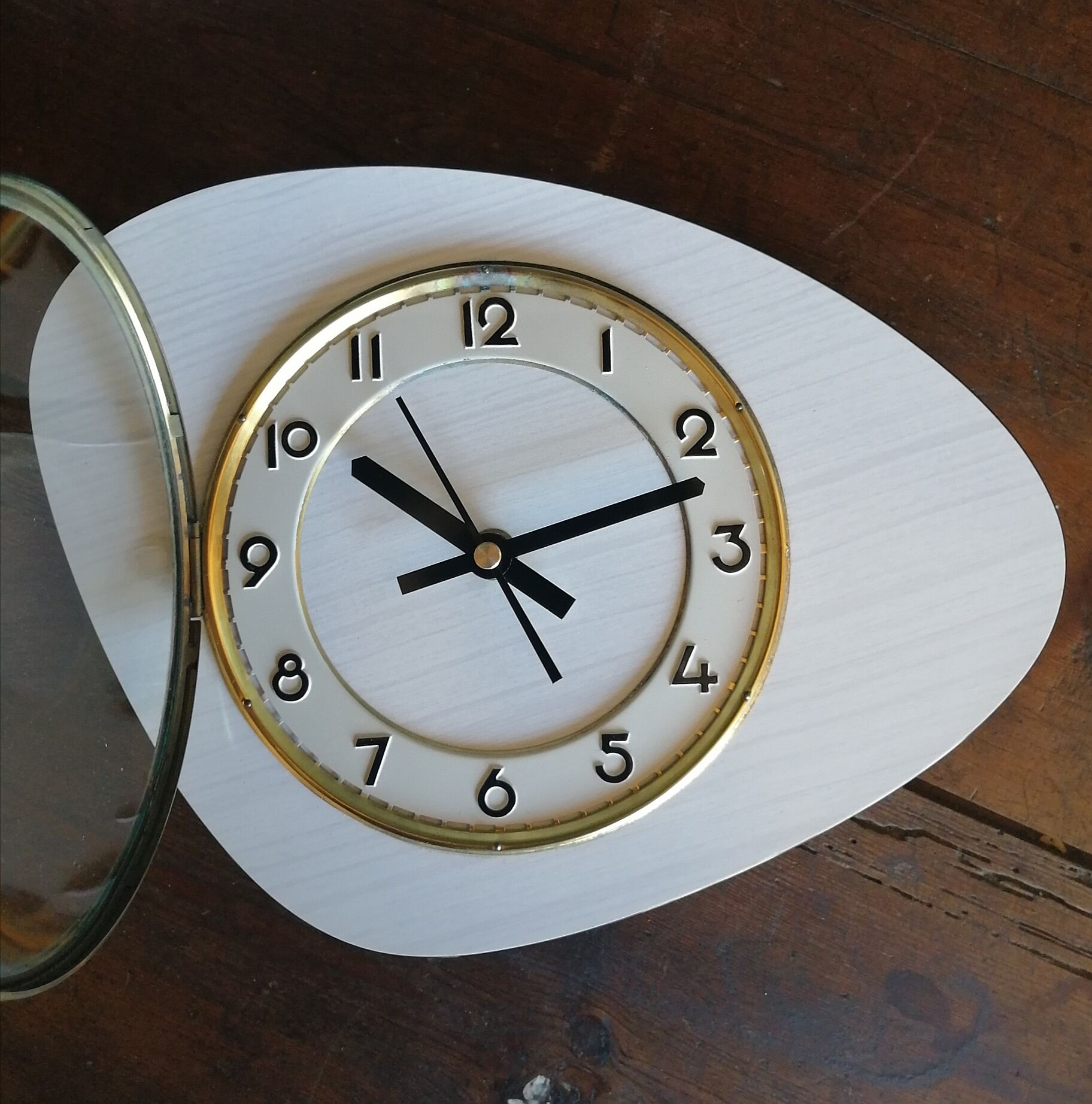 Vintage clock, "White and grey Formica" wall clock