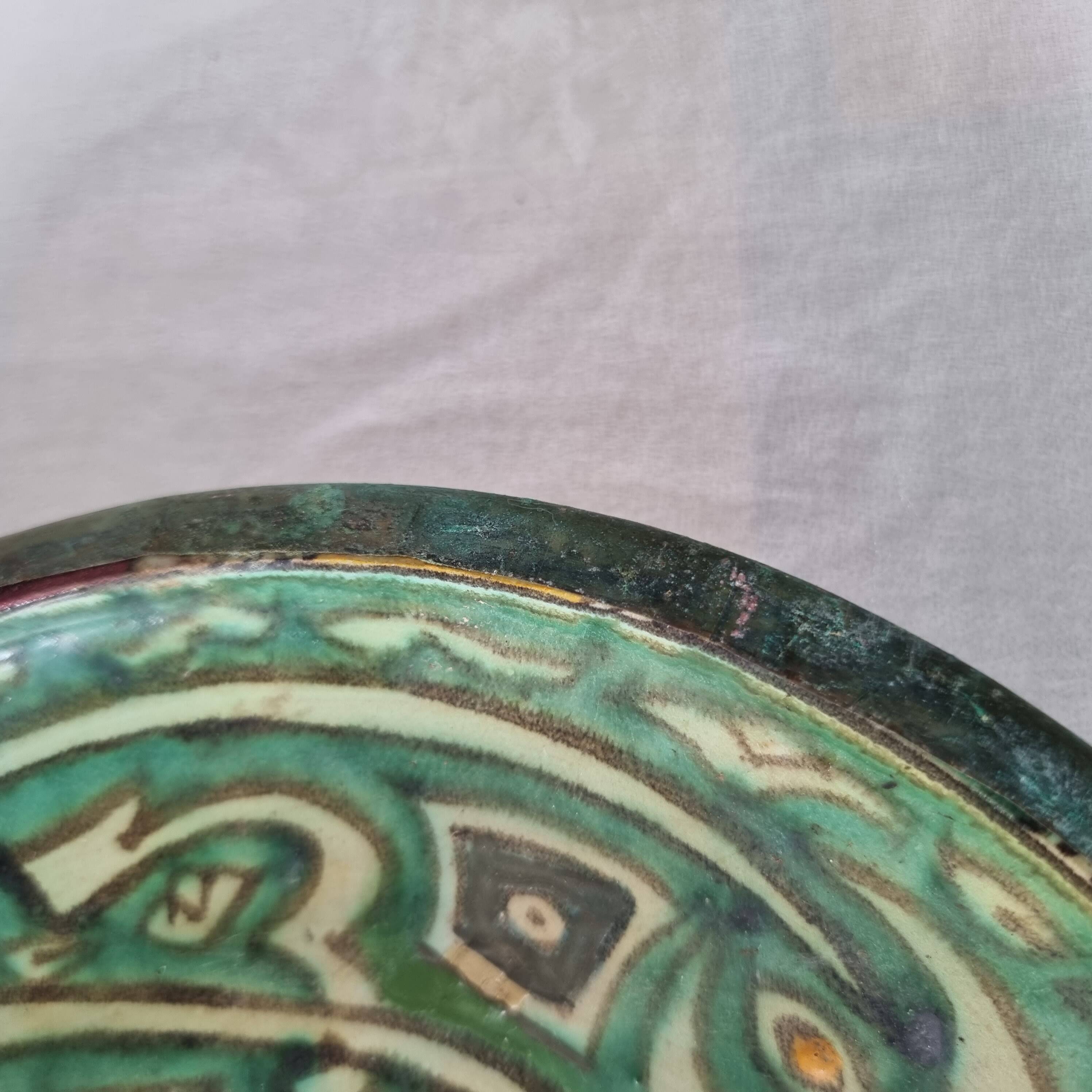 Exceptional 17th-18th century Hispano-Mudéjar bowl/plaque, framed