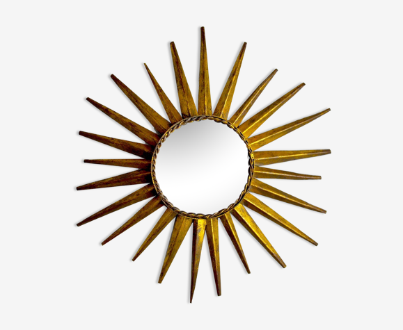 Miroir soleil, gilded metal with gold leaf, Italy, 1960 | Selency