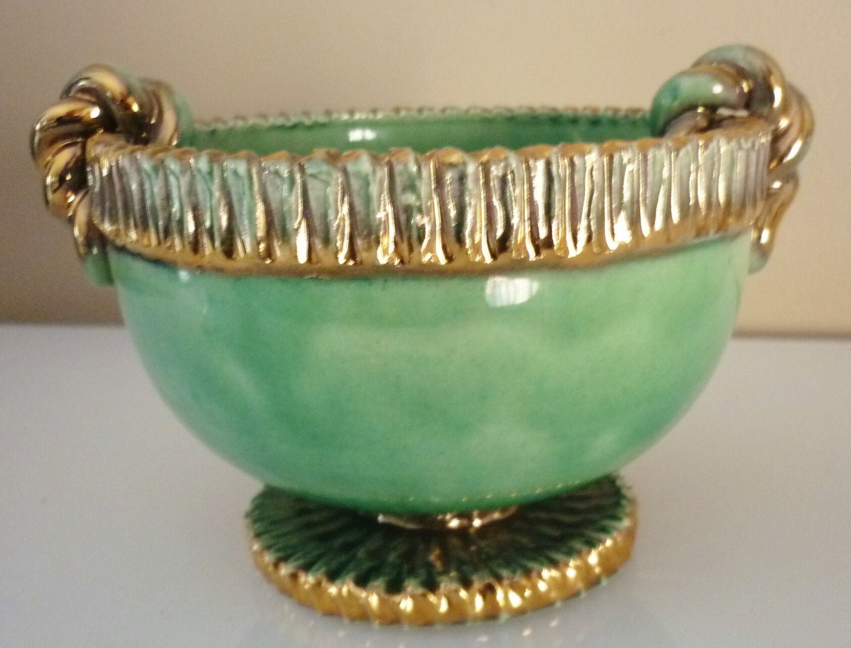 Cup, empty glazed ceramic pocket, signed Louis Dage, 50s