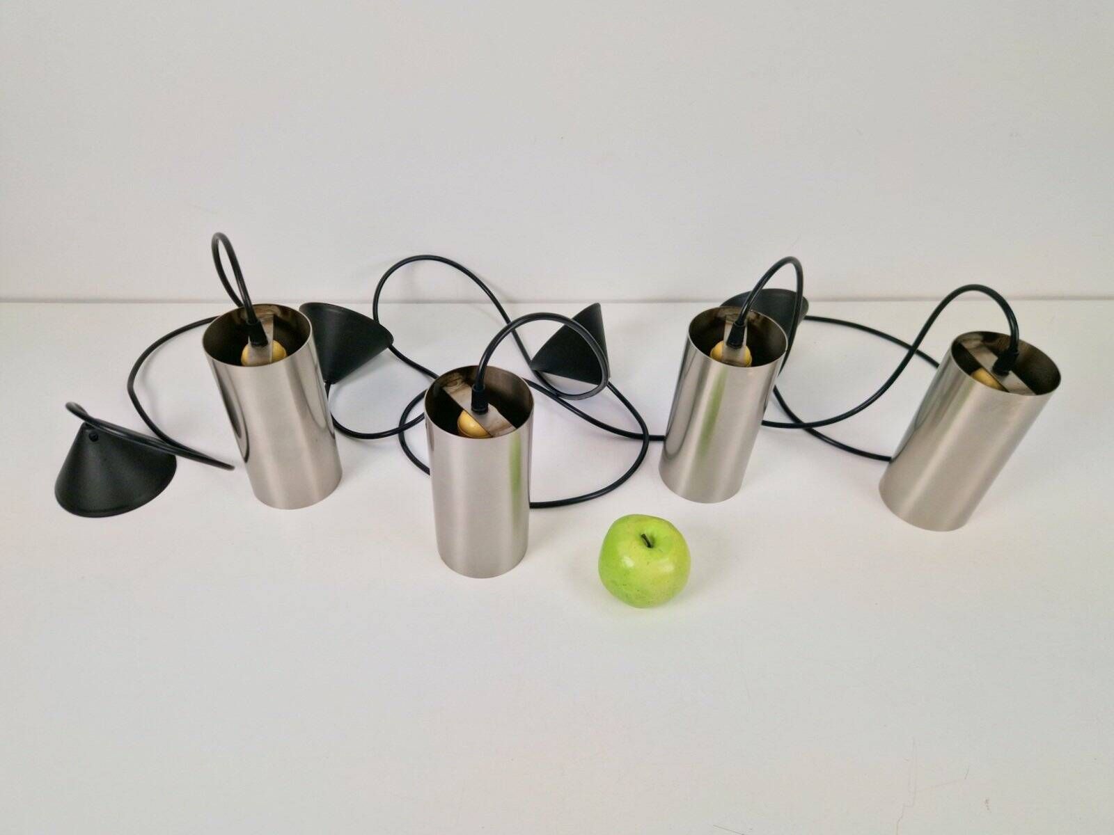 Vintage Cylindrical Pendant Lamps from Raak Holland, 1970s, Set of 4