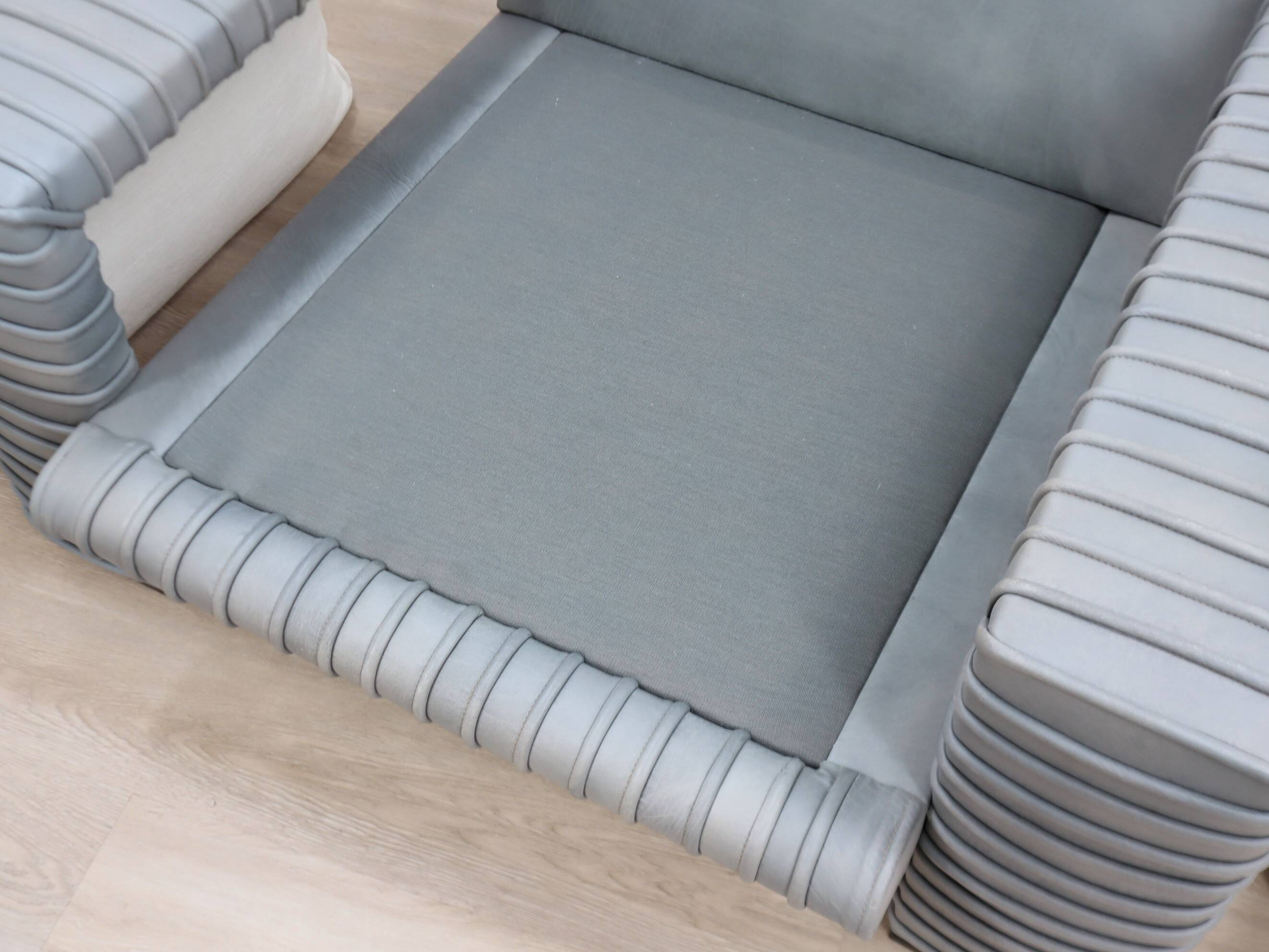 Marzio Cecchi armchair in ribbed Leather and goose down cushions 1970s